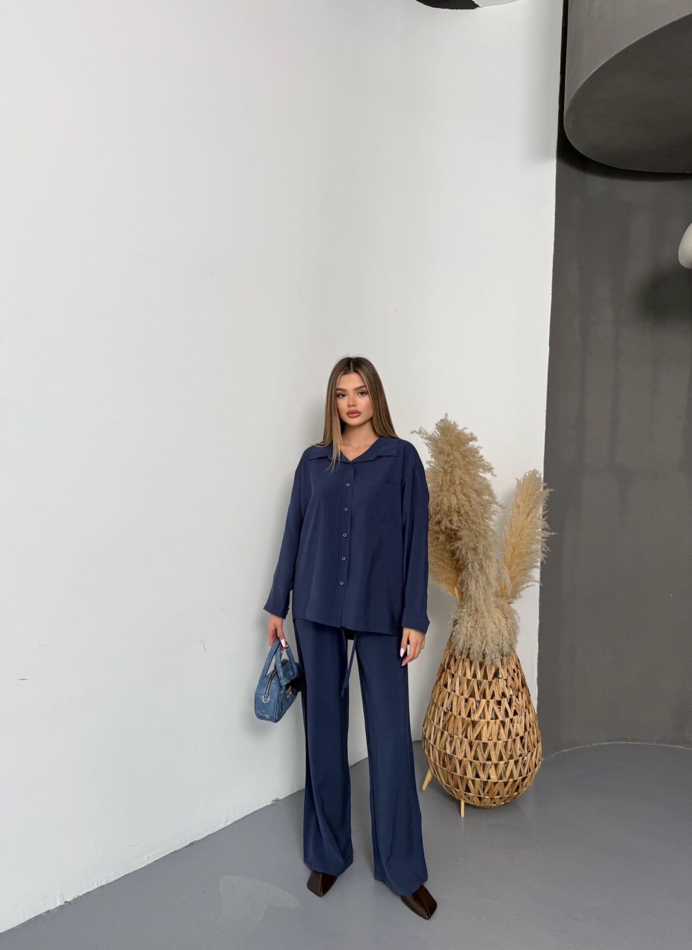 Kadın Oversize Modal Gömlek Pantolon Takım