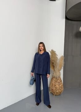 Kadın Oversize Modal Gömlek Pantolon Takım