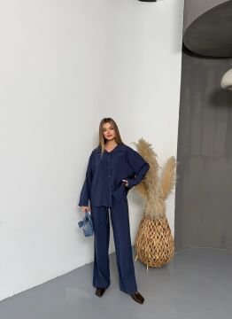 Kadın Oversize Modal Gömlek Pantolon Takım