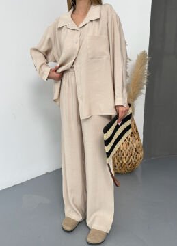 Kadın Oversize Modal Gömlek Pantolon Takım