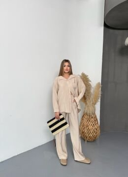 Kadın Oversize Modal Gömlek Pantolon Takım