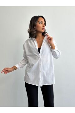 Kadın Oversize Uzun Basic Gömlek