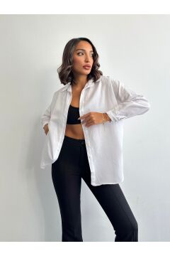 Kadın Oversize Uzun Basic Gömlek
