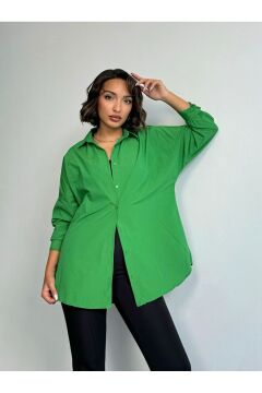 Kadın Oversize Uzun Basic Gömlek