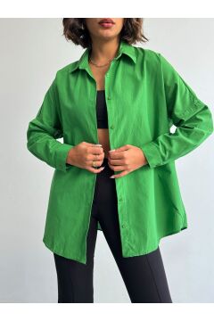 Kadın Oversize Uzun Basic Gömlek