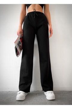 Kadın Ekru Geniş Paça Eşofman Altı Siyah - XL