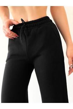 Kadın Ekru Geniş Paça Eşofman Altı Siyah - XL