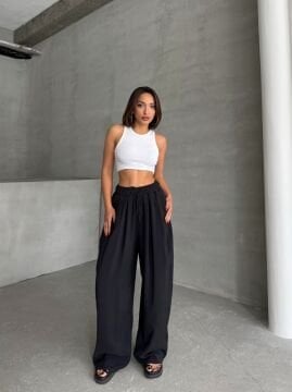 Kadın Modal Karışımlı Dökümlü Geniş Maxi Pantolon