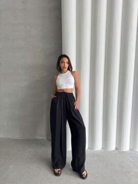 Kadın Modal Karışımlı Dökümlü Geniş Maxi Pantolon