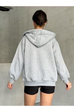 Kadın Fermuarlı Oversize Sweat Hırka