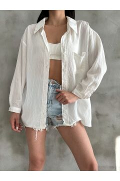Kadın Fitilli Oversize Gömlek
