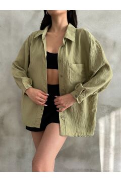 Kadın Fitilli Oversize Gömlek