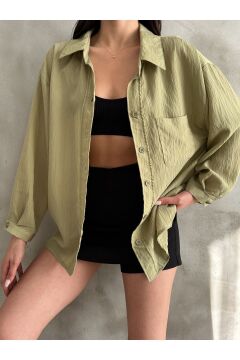 Kadın Fitilli Oversize Gömlek