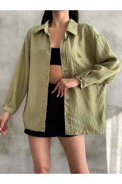 Kadın Fitilli Oversize Gömlek