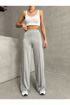 Kadın Nervürlü Modal Dokulu Wide Leg Uzun Pantolon