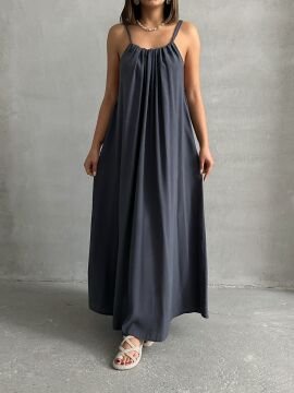 Kadın Boyundan Bağlamalı Relaxed Maxi Elbise
