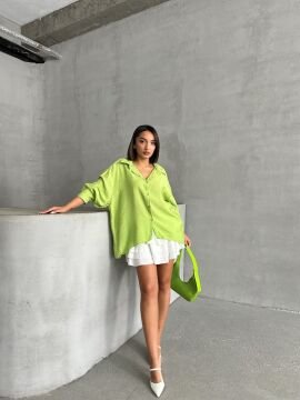 Kadın Modal Dokulu Dökümlü Oversize Gömlek