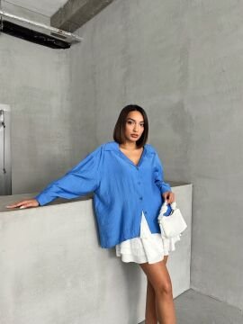 Kadın Modal Dokulu Dökümlü Oversize Gömlek