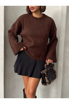 Kadın Bisiklet Yaka Oversize Soft Triko Kazak