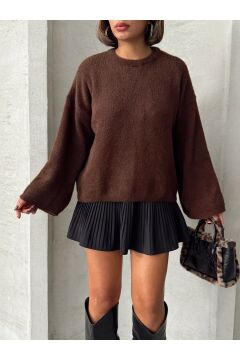 Kadın Bisiklet Yaka Oversize Soft Triko Kazak