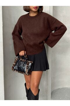 Kadın Bisiklet Yaka Oversize Soft Triko Kazak