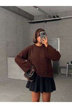 Kadın Bisiklet Yaka Oversize Soft Triko Kazak