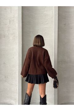Kadın Bisiklet Yaka Oversize Soft Triko Kazak