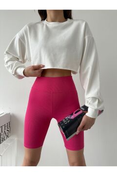 Kadın Yüksek Bel Fitilli Toparlayıcı Kısa Spor Tayt